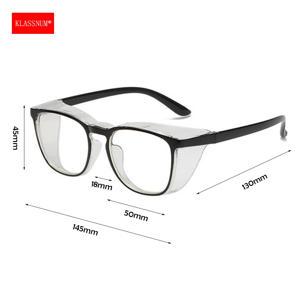 KLASSNUM Women Transparent Glasses With Side Protection Sand-proof Manicure Glasses Men Safe Goggles Blue Blocking Eyepiece 2026