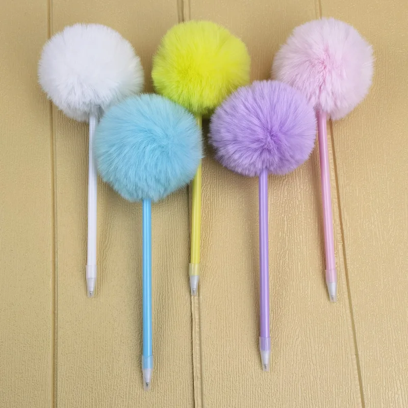 1/5Pcs Hairy Ball Ballpoint Pen,7Colors Holiday Gift,Office Student Writing Stationery P-2019