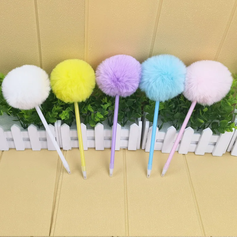 1/5Pcs Hairy Ball Ballpoint Pen,7Colors Holiday Gift,Office Student Writing Stationery P-2019