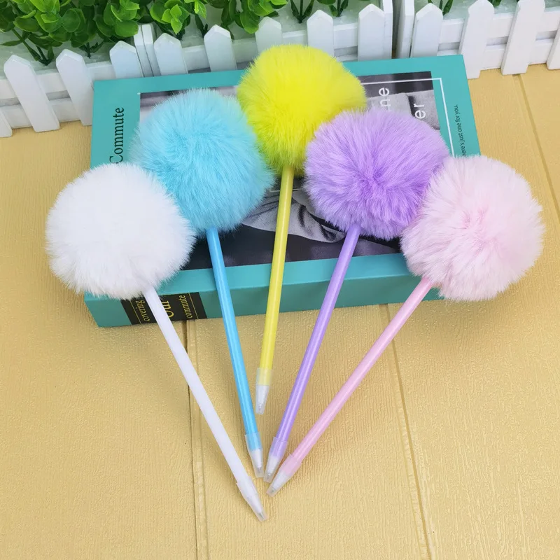 1/5Pcs Hairy Ball Ballpoint Pen,7Colors Holiday Gift,Office Student Writing Stationery P-2019