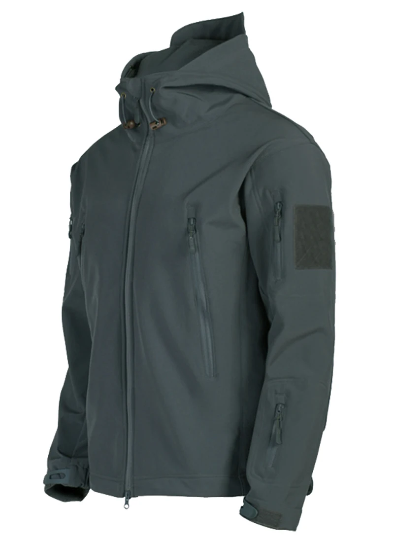 2024 New Fashionable Shark Skin Soft Shell Jacket Men's Tactical Windproof Waterproof Jacket Men's Jacket Hooded Jacket