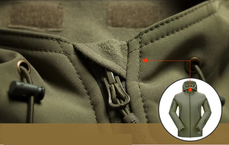 2024 New Fashionable Shark Skin Soft Shell Jacket Men's Tactical Windproof Waterproof Jacket Men's Jacket Hooded Jacket