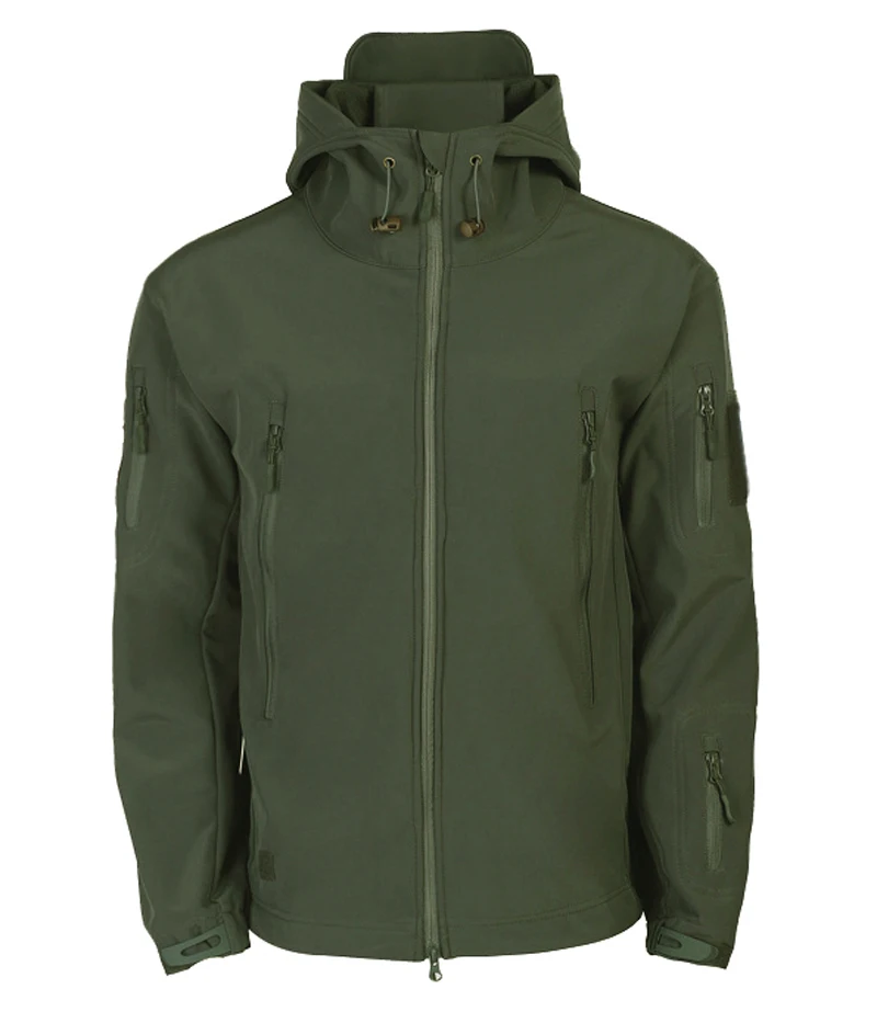 2024 New Fashionable Shark Skin Soft Shell Jacket Men's Tactical Windproof Waterproof Jacket Men's Jacket Hooded Jacket