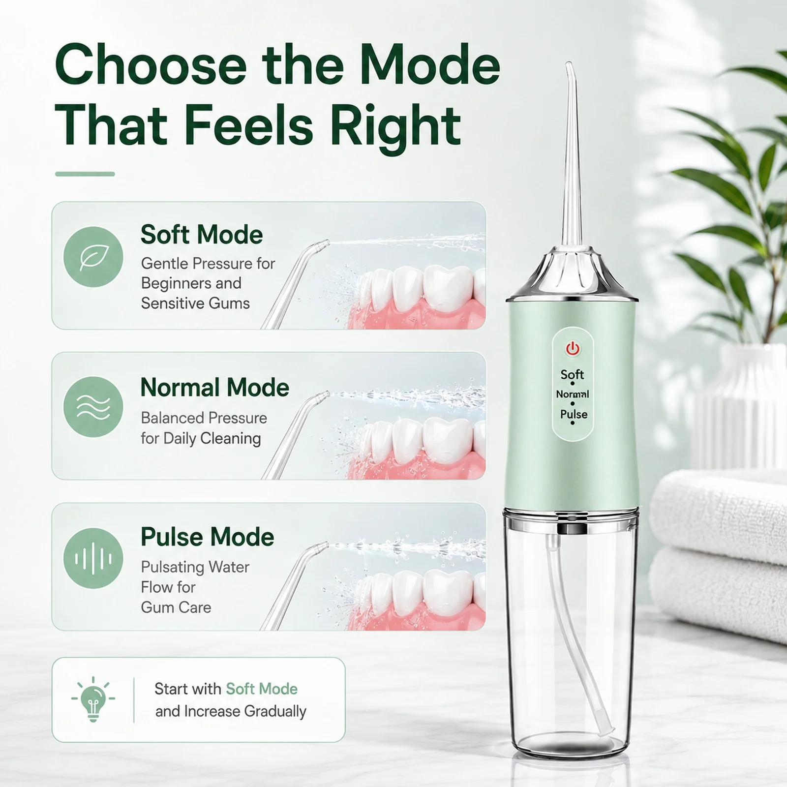 Powerful Battery Portable Electric Pick Ipx7 3 Modes Waterproof Toothbrush Combo Braces Kids Oral Irrigator Water Dental Flosser