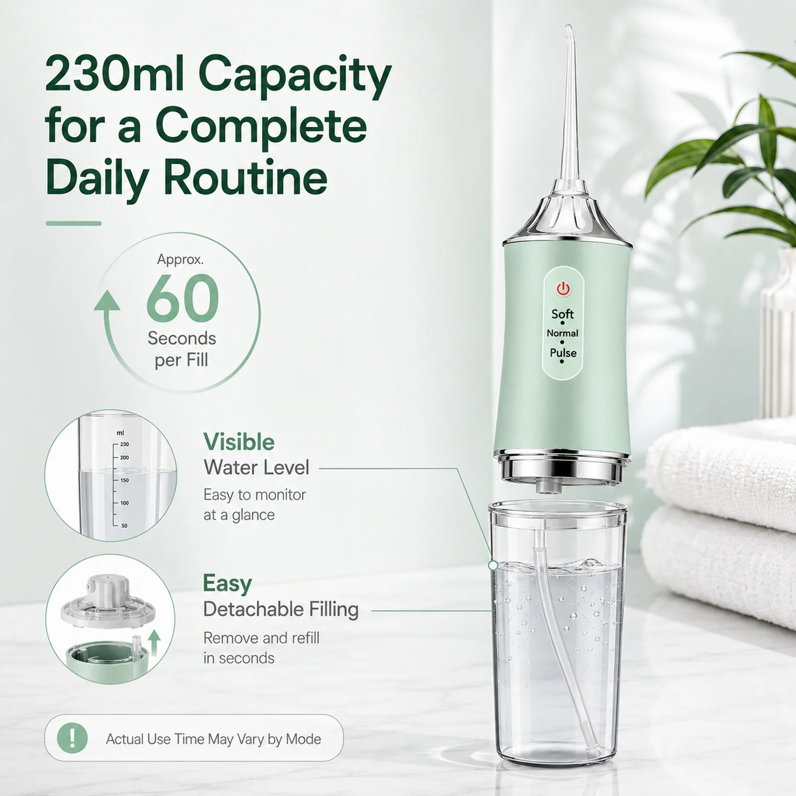 Powerful Battery Portable Electric Pick Ipx7 3 Modes Waterproof Toothbrush Combo Braces Kids Oral Irrigator Water Dental Flosser