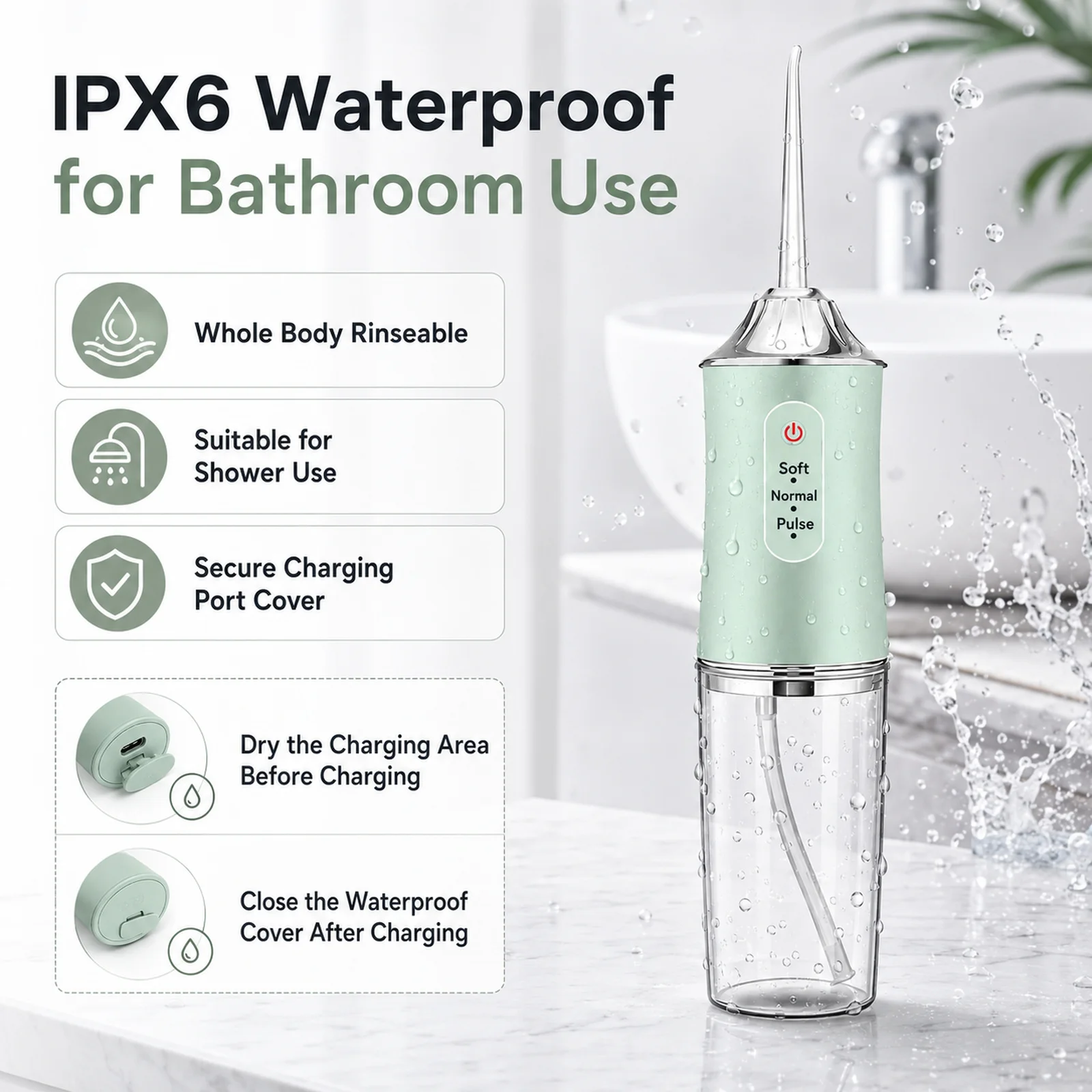 Powerful Battery Portable Electric Pick Ipx7 3 Modes Waterproof Toothbrush Combo Braces Kids Oral Irrigator Water Dental Flosser