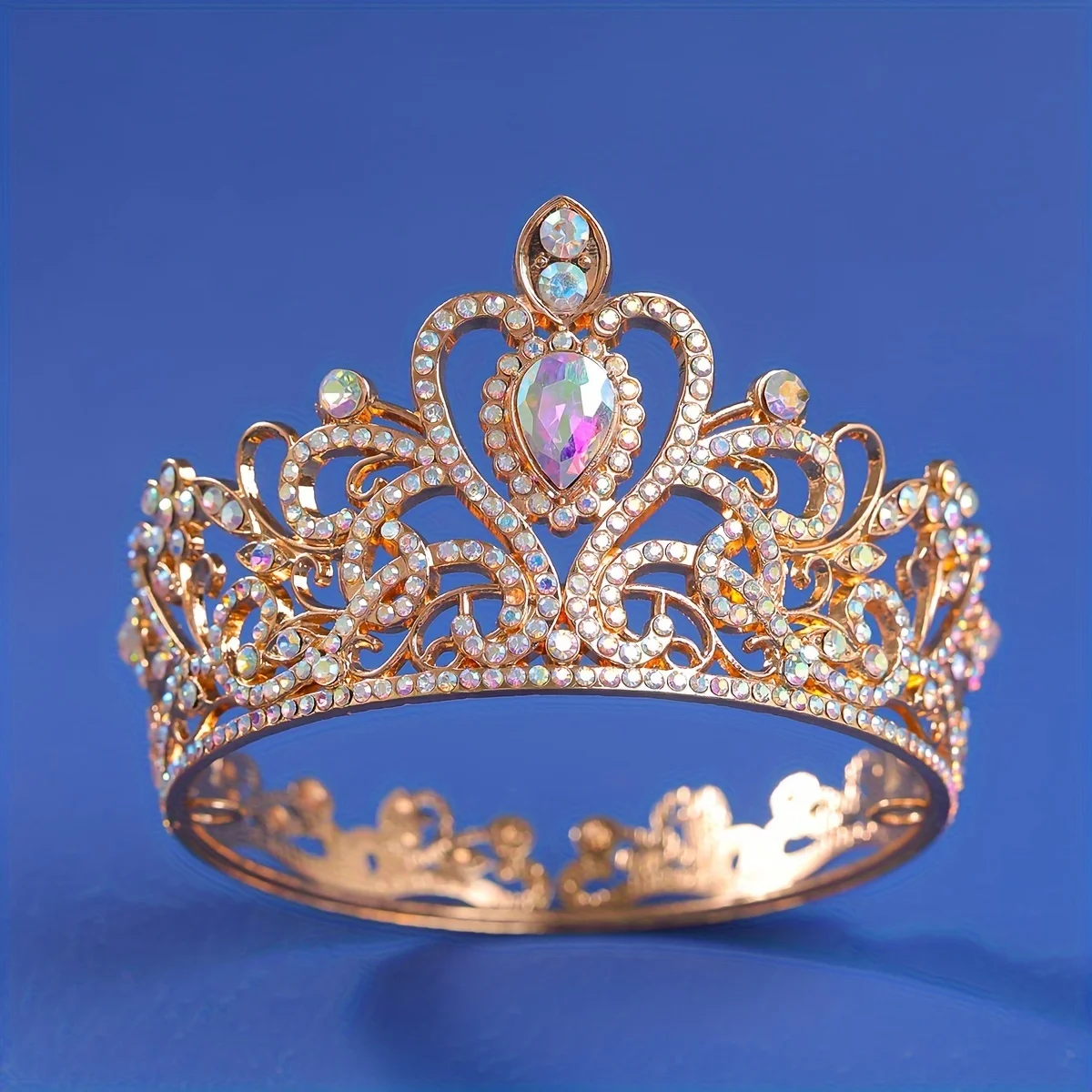 Baroque Round Diadem Royal Queen King Tiaras and Crowns Bridal Wedding Dress Crown Jewelry Accessories