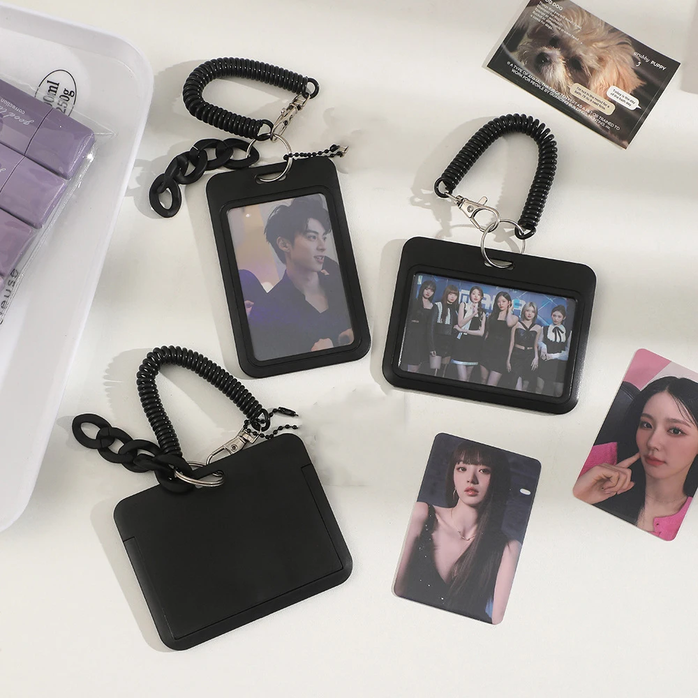 Black Style 3 inch Card Holder Kpop Photocard Holder Photo Card Holder Bag Pendant School Stationery