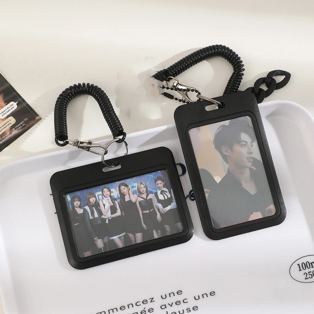 Black Style 3 inch Card Holder Kpop Photocard Holder Photo Card Holder Bag Pendant School Stationery