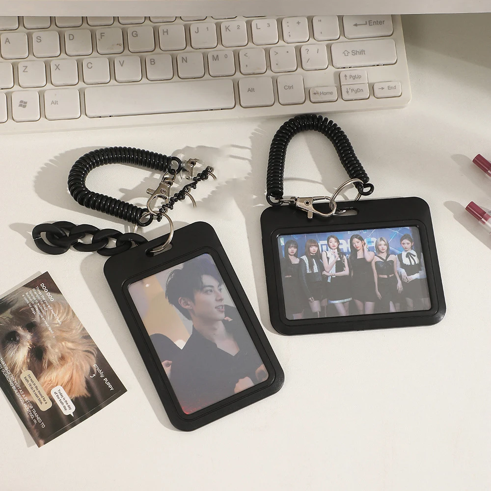 Black Style 3 inch Card Holder Kpop Photocard Holder Photo Card Holder Bag Pendant School Stationery