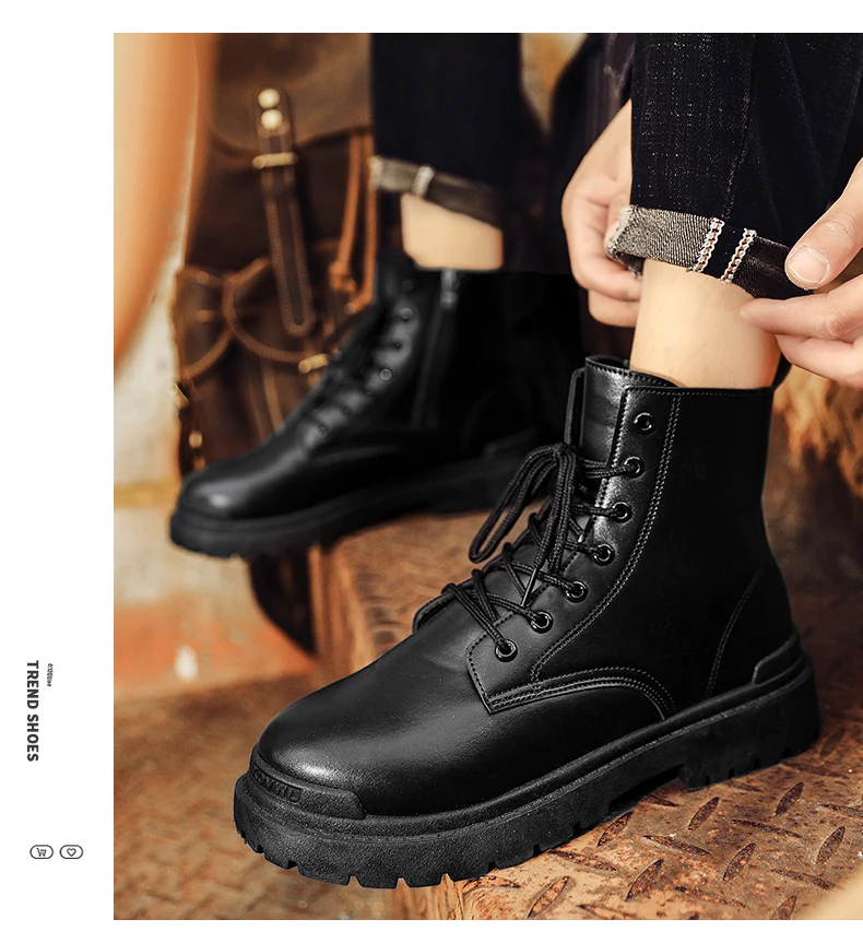 Men's Leather Boots Four Seasons Outdoor Casual Hiking Boots Retro Fashion Work Boots Thick Bottom Ankle Boots Anti-slip 2024
