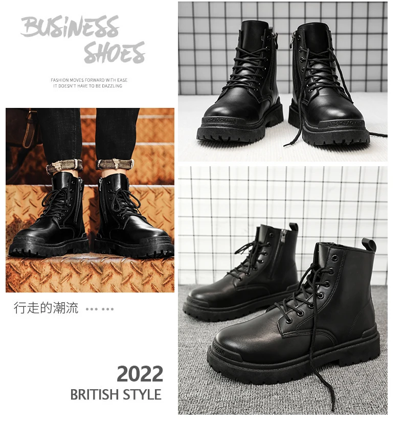 Men's Leather Boots Four Seasons Outdoor Casual Hiking Boots Retro Fashion Work Boots Thick Bottom Ankle Boots Anti-slip 2024