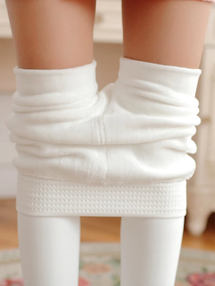 Women Winter Tights Sexy Elastic Fleece Stocking White High Waist Seamless Pantyhose Thick Velvet Thermal Solid Tight Tights