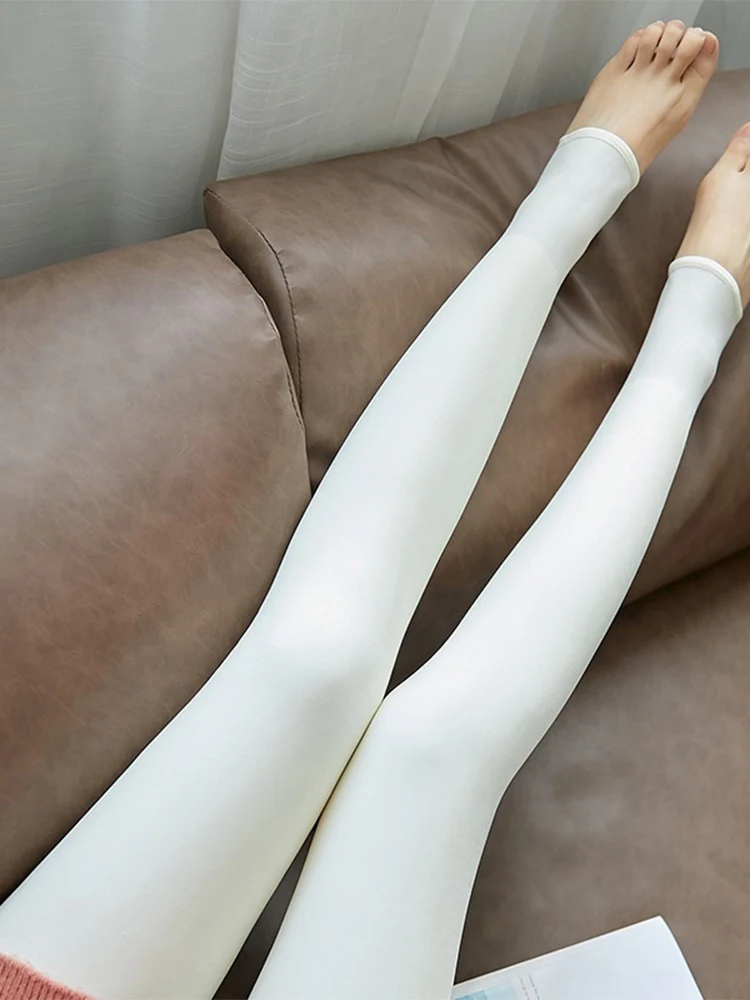 Women Winter Tights Sexy Elastic Fleece Stocking White High Waist Seamless Pantyhose Thick Velvet Thermal Solid Tight Tights
