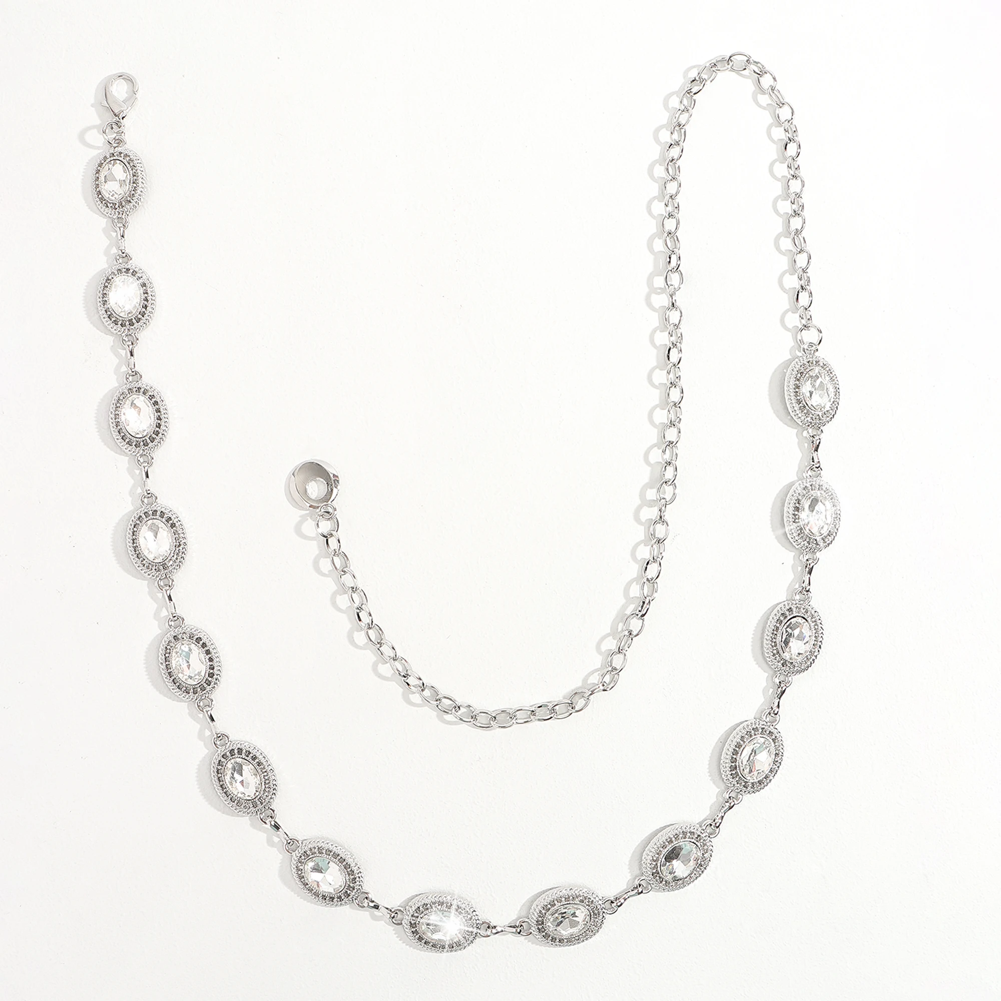 The new diamond-encrusted premium chain metal accessory goes stylish with dress pants waist chain
