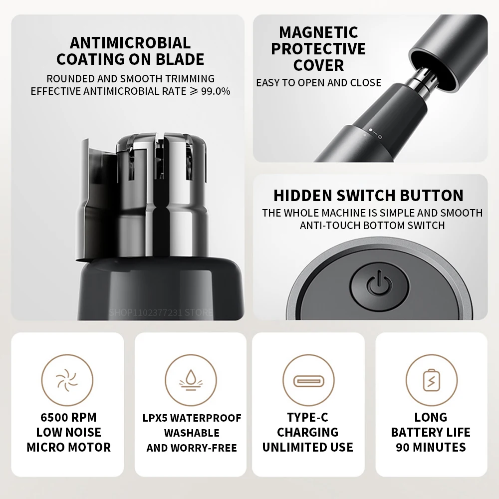 Original NEW MIJIA Electric Nose Hair Trimmer Portable Nose Ears Hair Eyebrow Trimmer for Men Rechargeable Painless Clipper