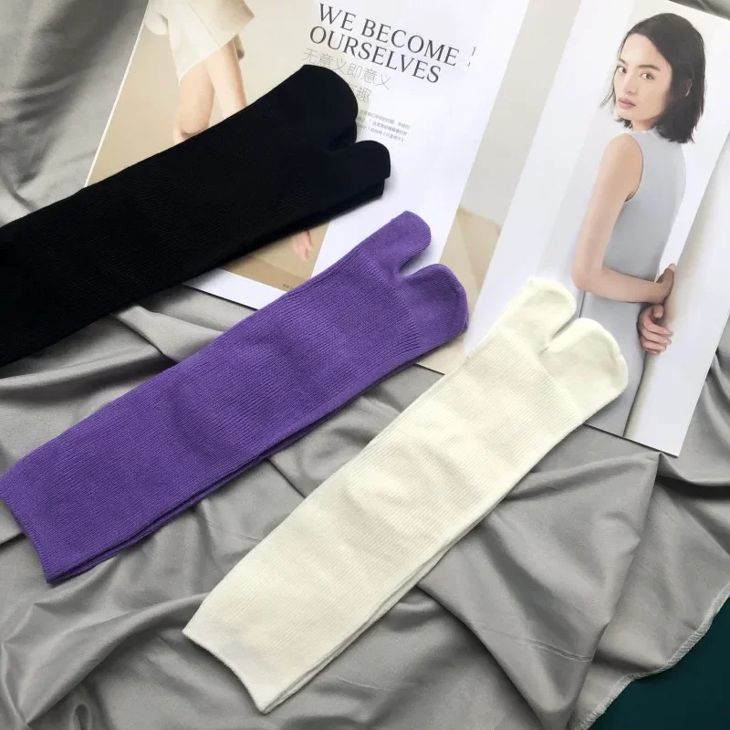 High Quality Combed Cotton Split Toe Socks Unisex Simple Comfortable Two-Toed Socks Japanese Harajuku Men Women's Tabi Socks