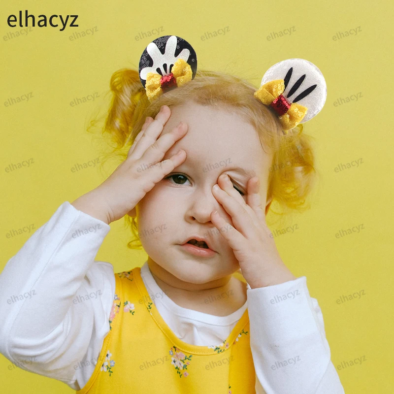 Christmas Sequins Cute Mouse Ears Hair Clip For Girl Festival Trip Glitter Hairpins Children Birthday Party DIY Hair Accessorie