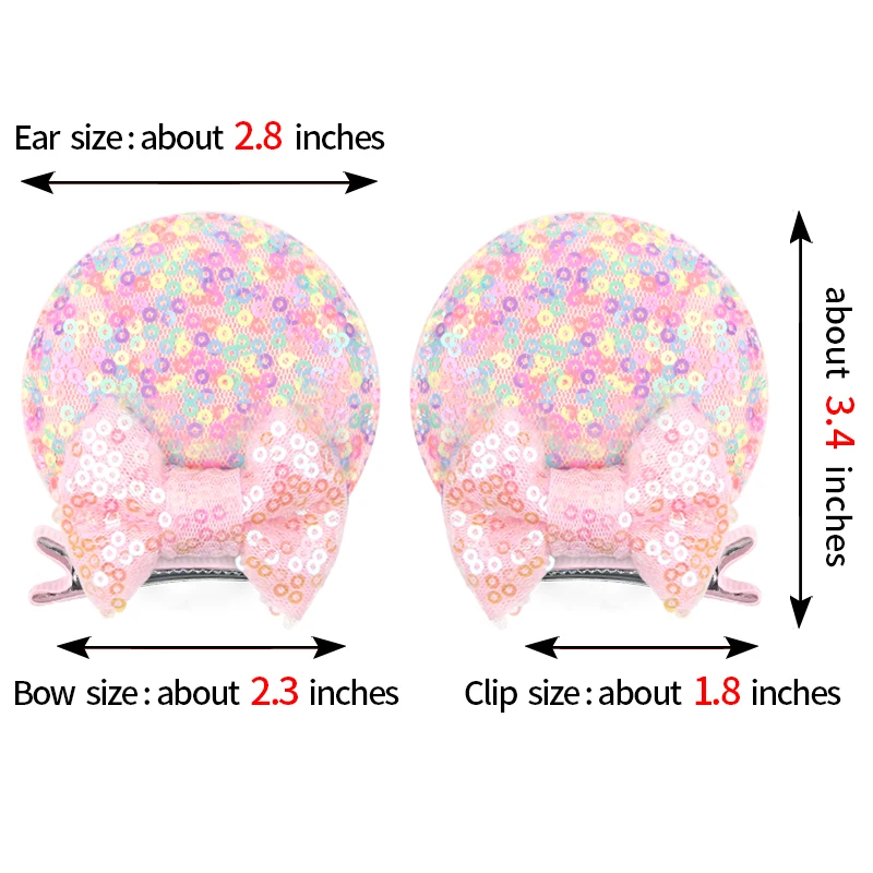 Christmas Sequins Cute Mouse Ears Hair Clip For Girl Festival Trip Glitter Hairpins Children Birthday Party DIY Hair Accessorie