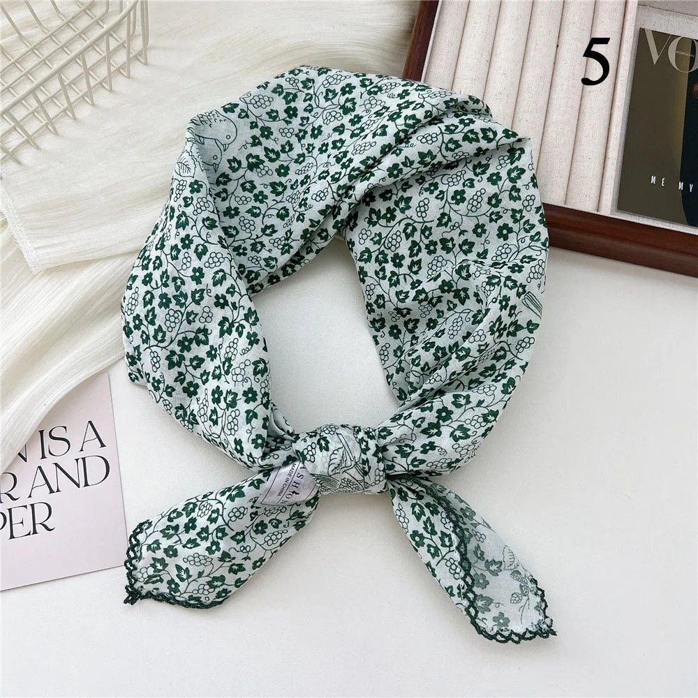 French Cotton Linen Square Hair Scarf Women Girls Spring Summer Korea Hair Band Sweet Scarf Kerchief Girl Headscarf Headdress