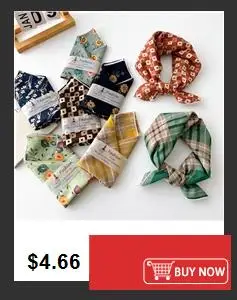 French Cotton Linen Square Hair Scarf Women Girls Spring Summer Korea Hair Band Sweet Scarf Kerchief Girl Headscarf Headdress