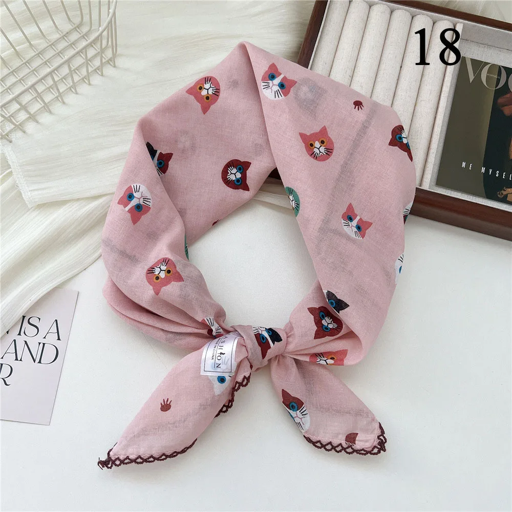 French Cotton Linen Square Hair Scarf Women Girls Spring Summer Korea Hair Band Sweet Scarf Kerchief Girl Headscarf Headdress