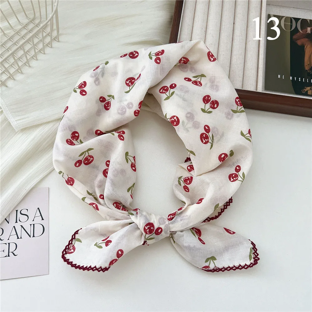 French Cotton Linen Square Hair Scarf Women Girls Spring Summer Korea Hair Band Sweet Scarf Kerchief Girl Headscarf Headdress