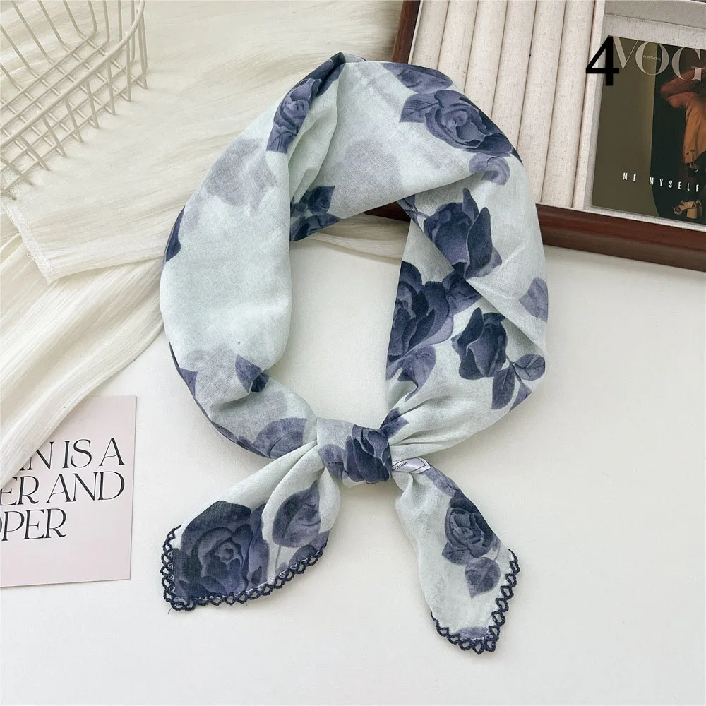 French Cotton Linen Square Hair Scarf Women Girls Spring Summer Korea Hair Band Sweet Scarf Kerchief Girl Headscarf Headdress