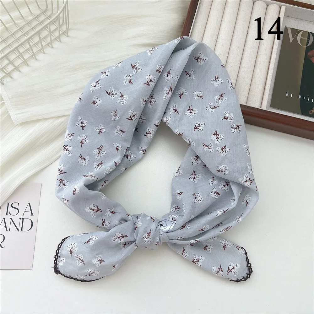 French Cotton Linen Square Hair Scarf Women Girls Spring Summer Korea Hair Band Sweet Scarf Kerchief Girl Headscarf Headdress