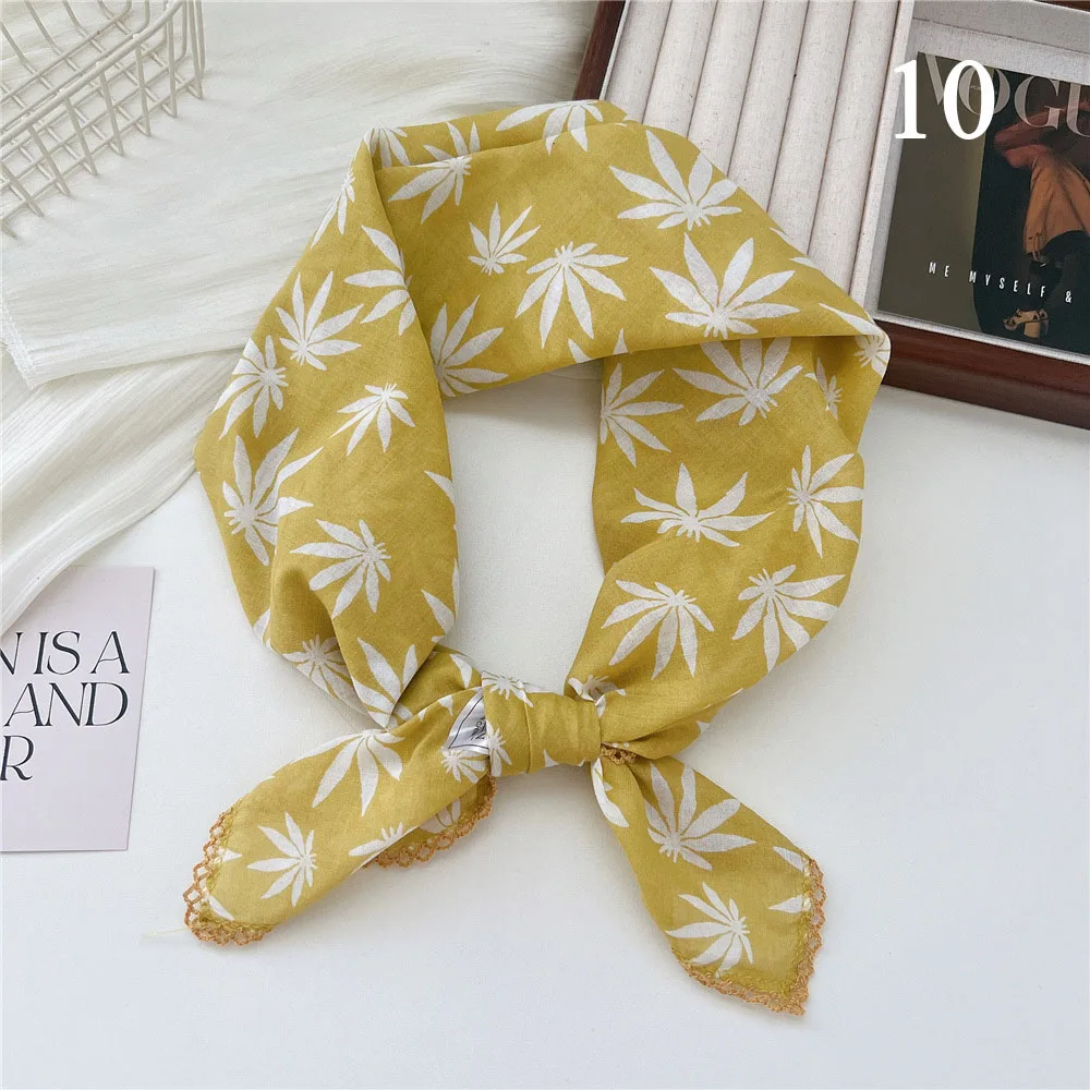 French Cotton Linen Square Hair Scarf Women Girls Spring Summer Korea Hair Band Sweet Scarf Kerchief Girl Headscarf Headdress