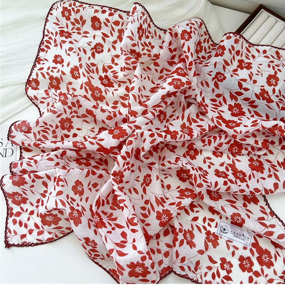 French Cotton Linen Square Hair Scarf Women Girls Spring Summer Korea Hair Band Sweet Scarf Kerchief Girl Headscarf Headdress