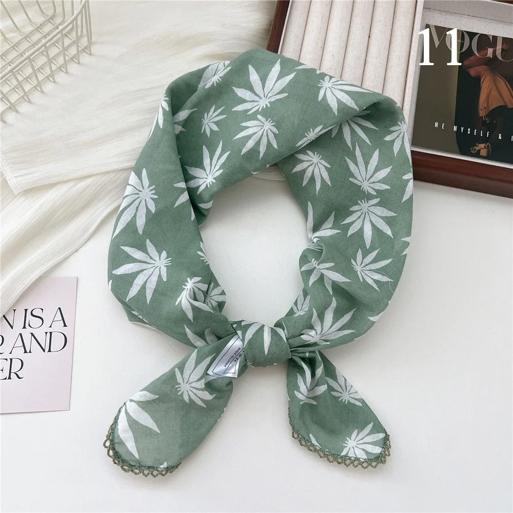 French Cotton Linen Square Hair Scarf Women Girls Spring Summer Korea Hair Band Sweet Scarf Kerchief Girl Headscarf Headdress