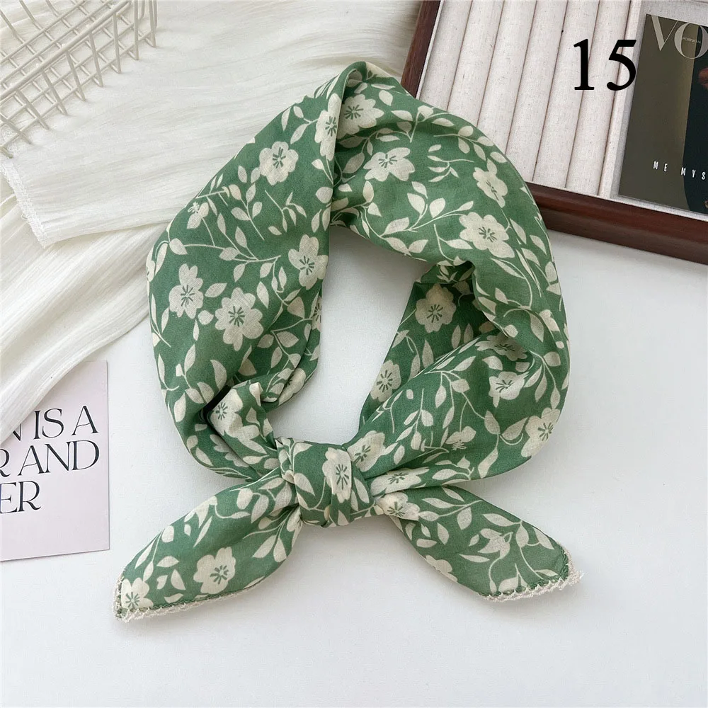 French Cotton Linen Square Hair Scarf Women Girls Spring Summer Korea Hair Band Sweet Scarf Kerchief Girl Headscarf Headdress