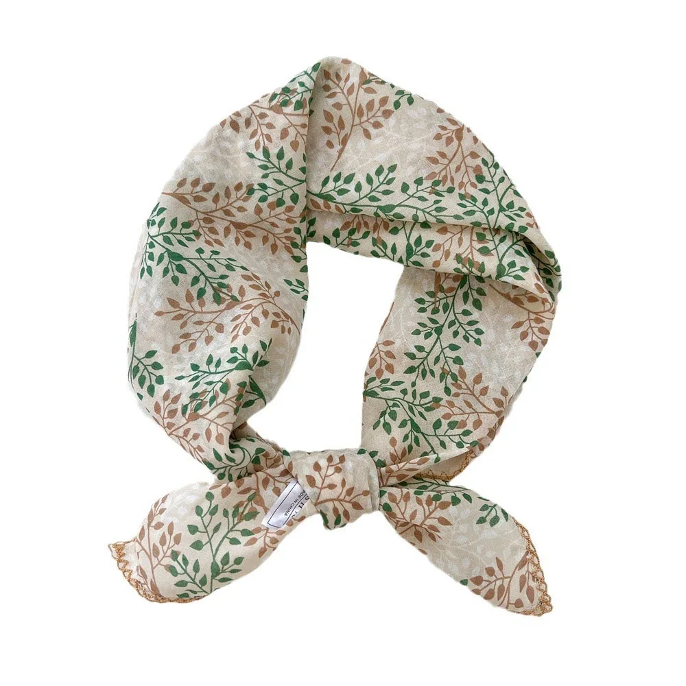 French Cotton Linen Square Hair Scarf Women Girls Spring Summer Korea Hair Band Sweet Scarf Kerchief Girl Headscarf Headdress