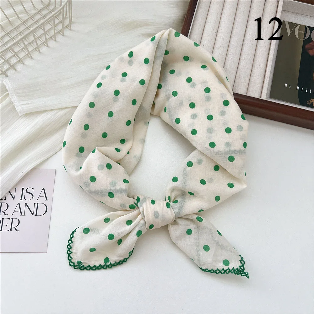 French Cotton Linen Square Hair Scarf Women Girls Spring Summer Korea Hair Band Sweet Scarf Kerchief Girl Headscarf Headdress