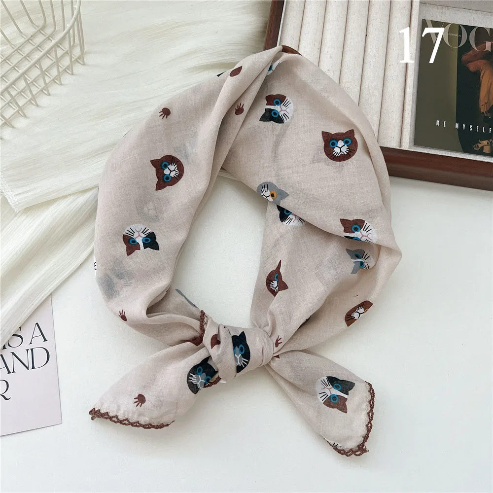 French Cotton Linen Square Hair Scarf Women Girls Spring Summer Korea Hair Band Sweet Scarf Kerchief Girl Headscarf Headdress