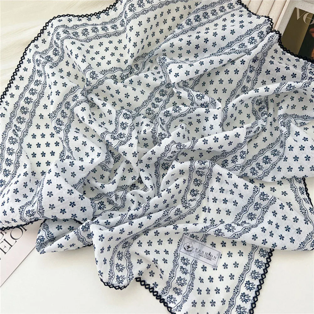 French Cotton Linen Square Hair Scarf Women Girls Spring Summer Korea Hair Band Sweet Scarf Kerchief Girl Headscarf Headdress