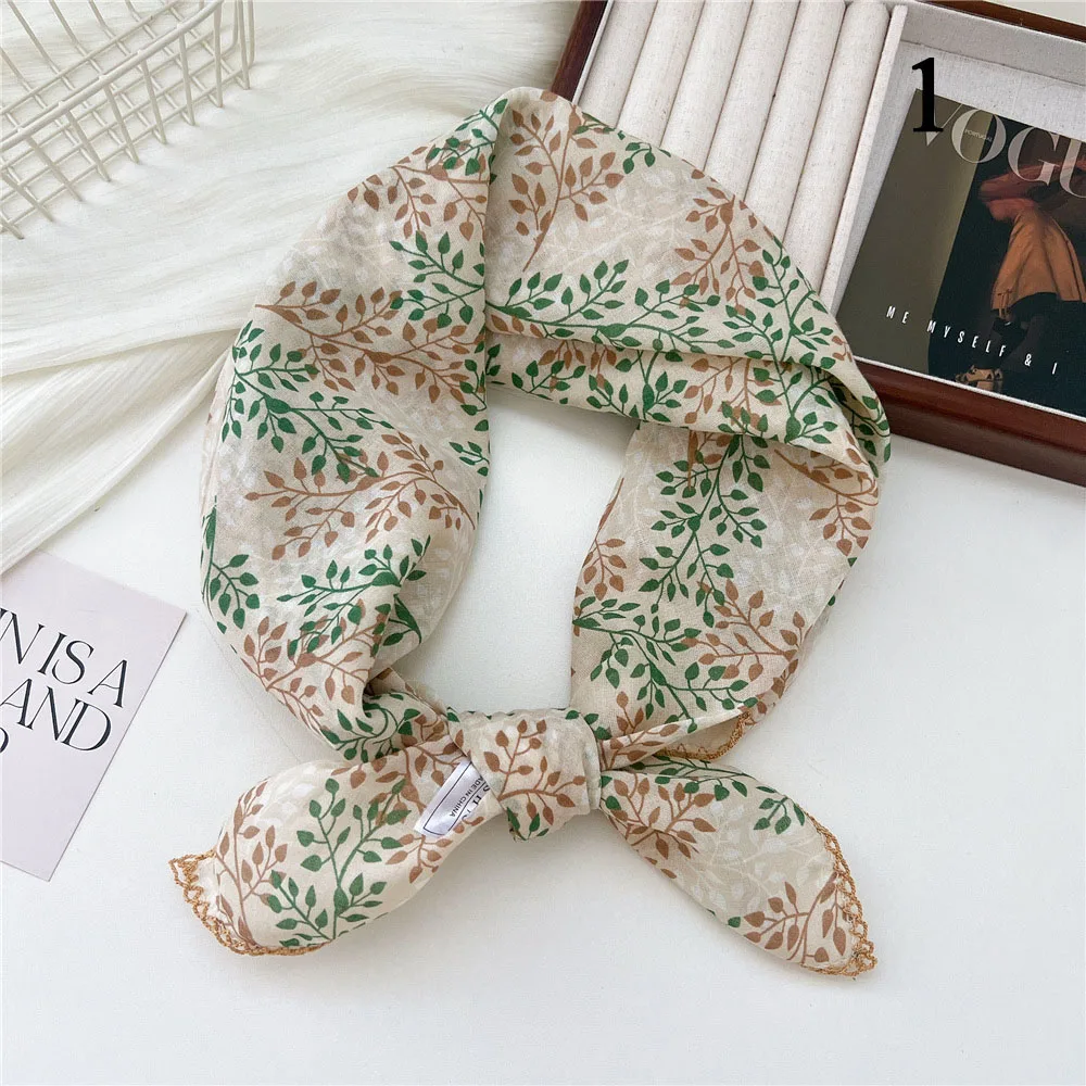 French Cotton Linen Square Hair Scarf Women Girls Spring Summer Korea Hair Band Sweet Scarf Kerchief Girl Headscarf Headdress