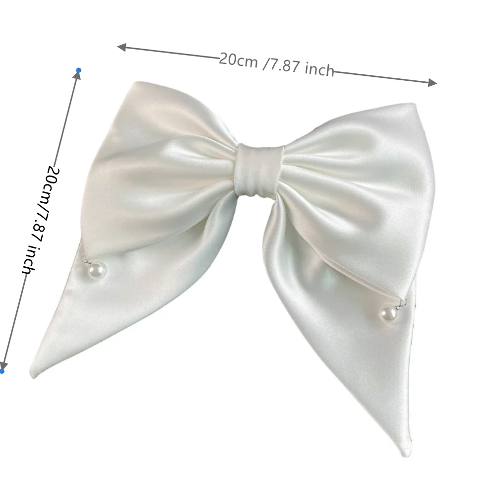 Satin Bowknot Hair Clips For Women Pearl Large Bow Barrettes Hairpins Hair Accessories Party Prom Wedding Hairclip Headdress