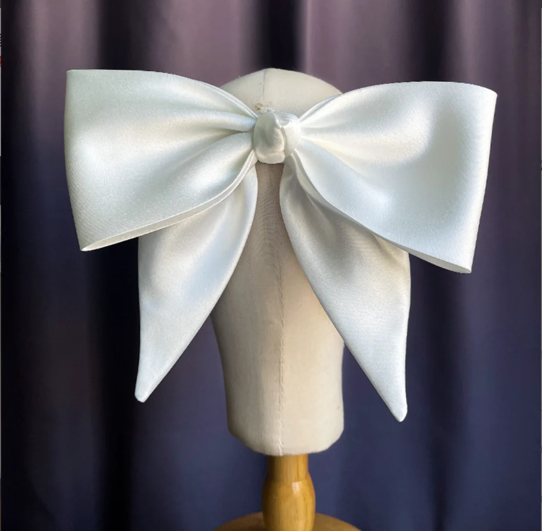 Satin Bowknot Hair Clips For Women Pearl Large Bow Barrettes Hairpins Hair Accessories Party Prom Wedding Hairclip Headdress