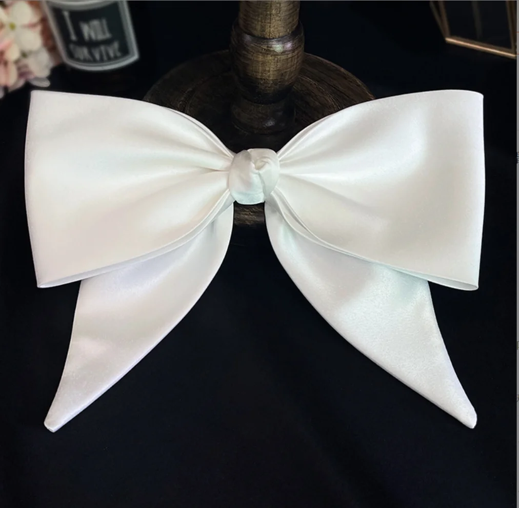 Satin Bowknot Hair Clips For Women Pearl Large Bow Barrettes Hairpins Hair Accessories Party Prom Wedding Hairclip Headdress