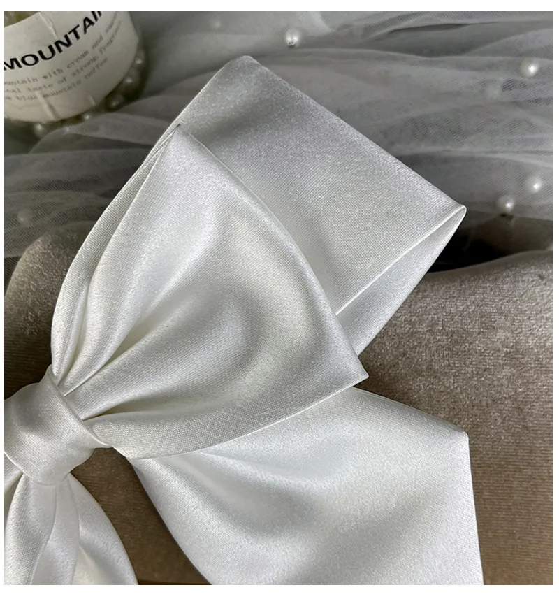 Satin Bowknot Hair Clips For Women Pearl Large Bow Barrettes Hairpins Hair Accessories Party Prom Wedding Hairclip Headdress