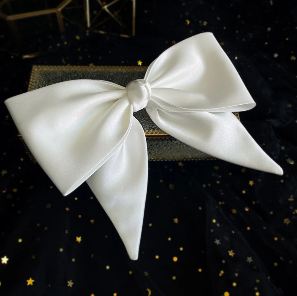 Satin Bowknot Hair Clips For Women Pearl Large Bow Barrettes Hairpins Hair Accessories Party Prom Wedding Hairclip Headdress