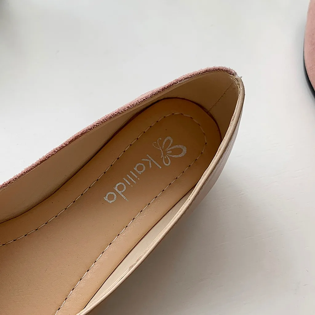 Pointed Toe Flat Shoes Women Solid Patchwork Slip On Shoes Casual Breathable Ballet Flats Daily All-Match Comfort Loafers Shoes