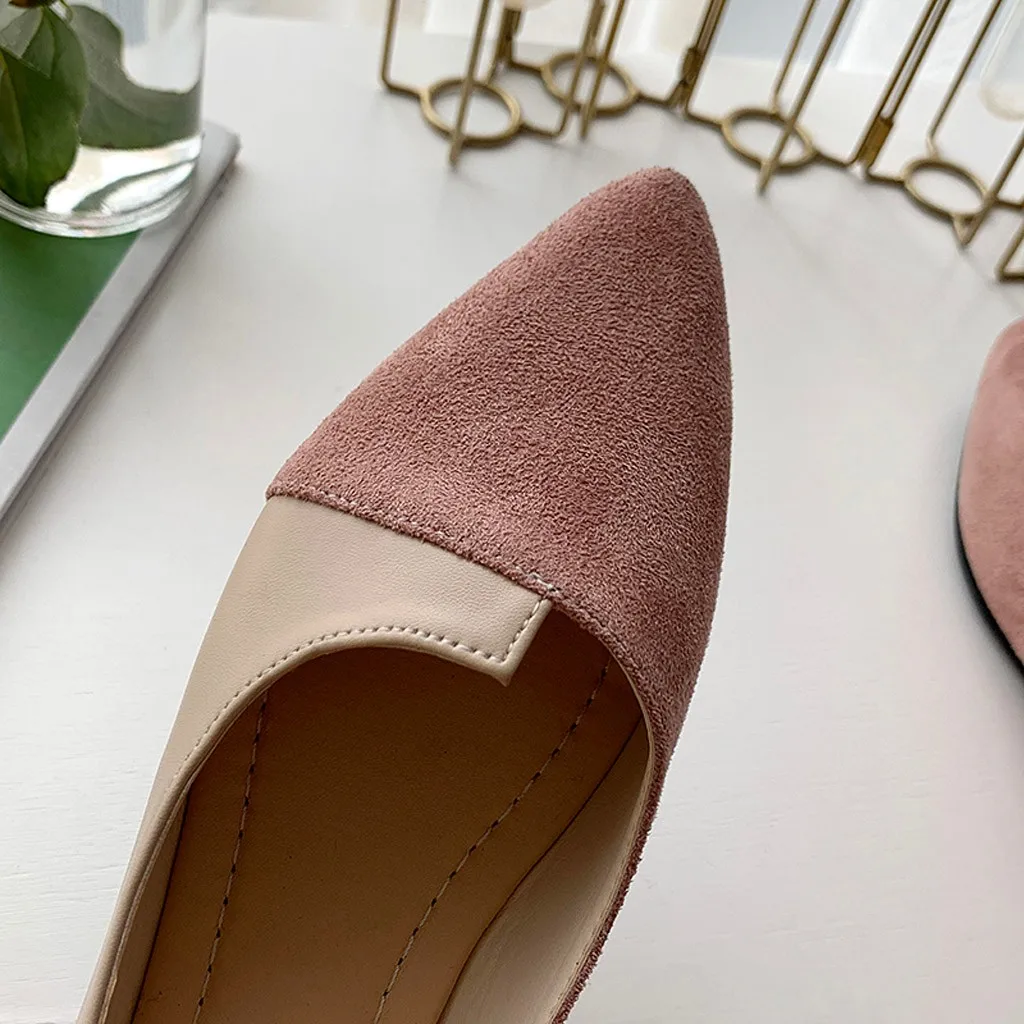 Pointed Toe Flat Shoes Women Solid Patchwork Slip On Shoes Casual Breathable Ballet Flats Daily All-Match Comfort Loafers Shoes