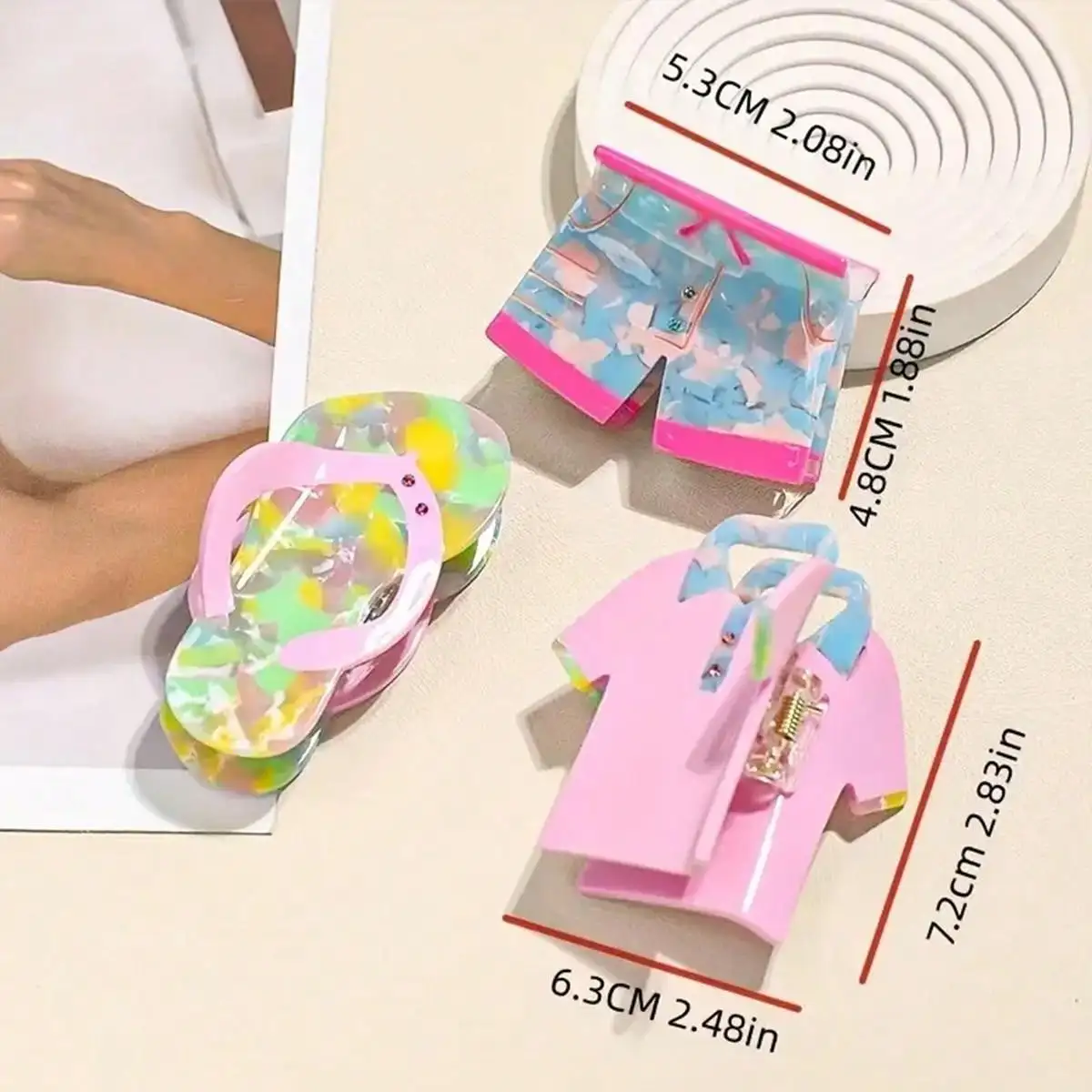 1pc Women's Acetate Hair Clip Personalized Slippers T-shirt Shorts Grab Clip Plate Hair Shark Clip Headwear Hair Grab