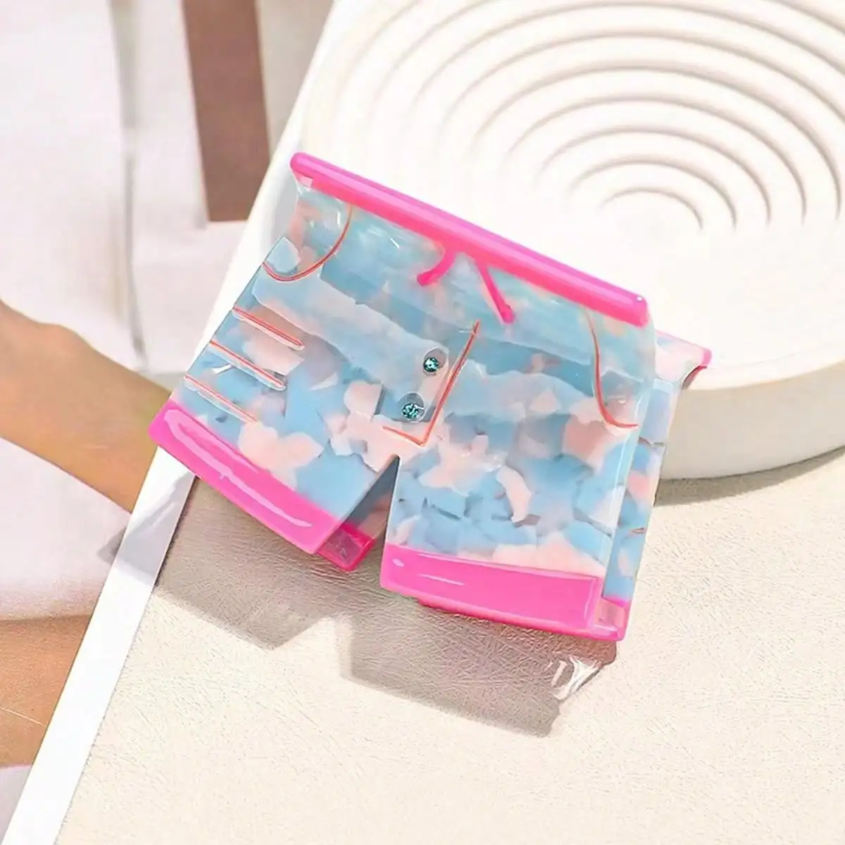 1pc Women's Acetate Hair Clip Personalized Slippers T-shirt Shorts Grab Clip Plate Hair Shark Clip Headwear Hair Grab