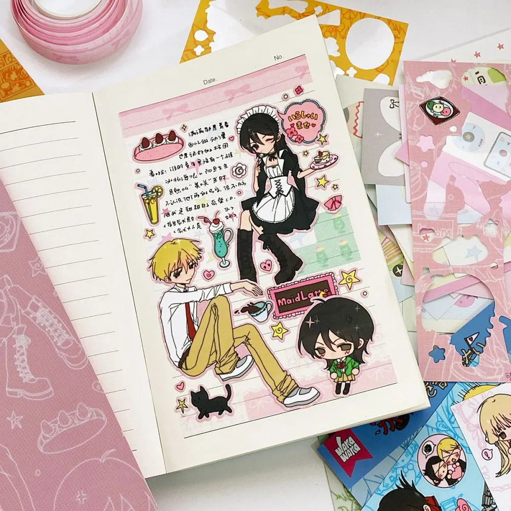 1Pc SCRAPBOOK Decorative Character STICKER Japanese Style Girl Sticker Decals For Journaling Scrapbooking Diy Arts Crafts Album