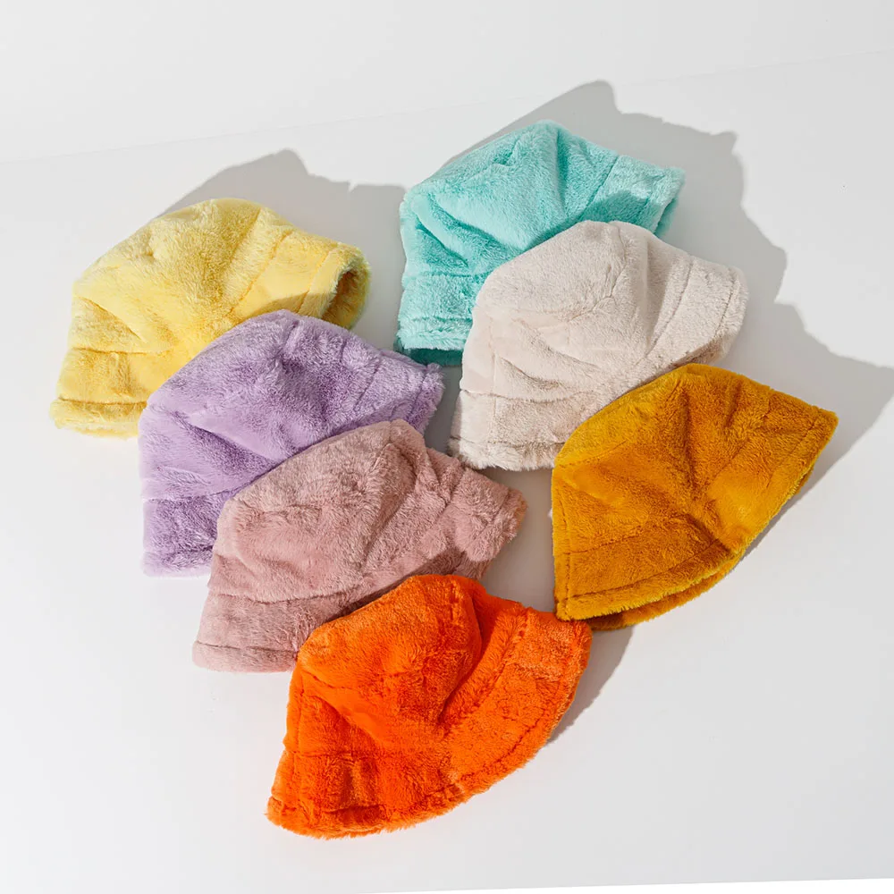 2024 NEW Funny Fashion Autumn Winter Leopard Fur Bucket Hat Sheep Ear Ball Plush Fisherman Hat Soft Warm Thick Basin Bucket Hats