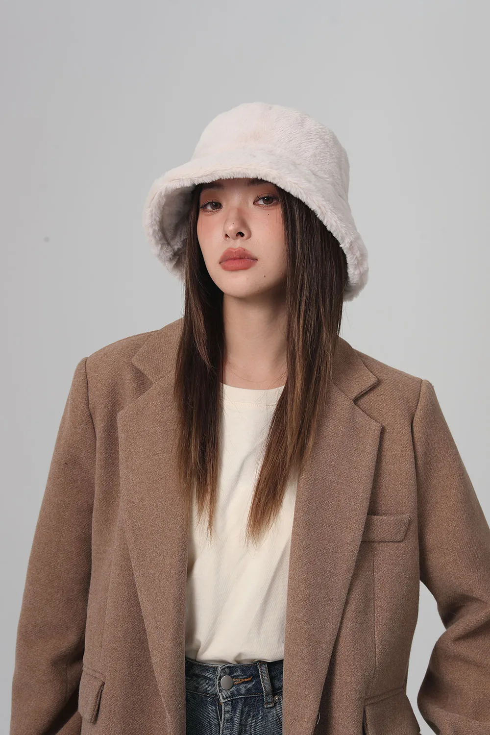 2024 NEW Funny Fashion Autumn Winter Leopard Fur Bucket Hat Sheep Ear Ball Plush Fisherman Hat Soft Warm Thick Basin Bucket Hats